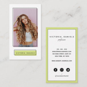 Feminine Logo Green Photo social media Business Card