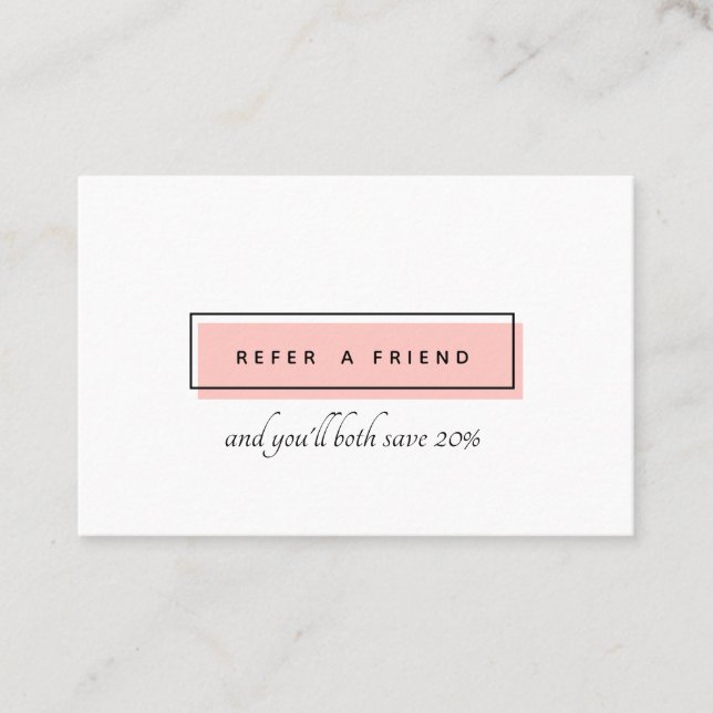 Feminine Logo | Pink | chic professional Referral Card (Front)