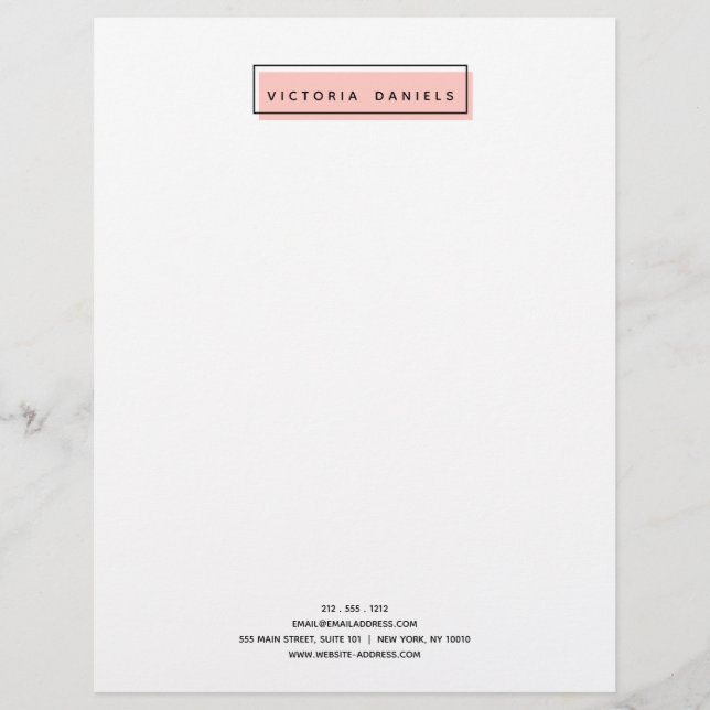 Feminine Logo | Pink | Minimal professional Custom Letterhead (Front)
