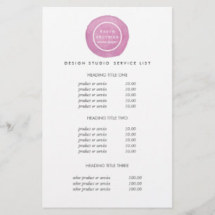 Feminine logo purple Pricing & Services Flyer