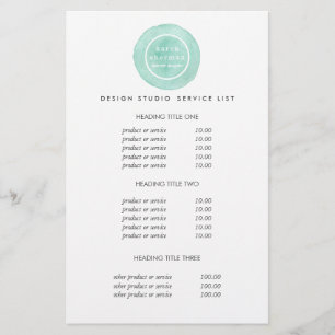 Feminine logo turquoise Pricing & Services Flyer