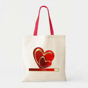 Feminine Love Loading Red Heart Personalized Bride Tote Bag
