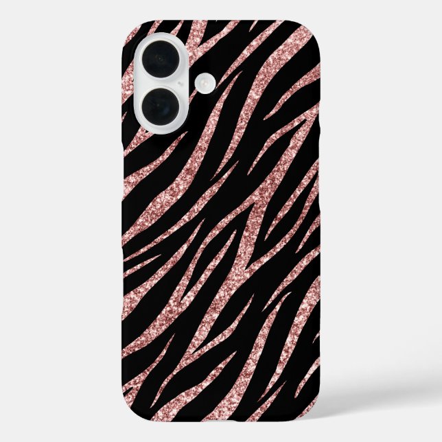 Feminine Luxury Black Rose Gold Classy Zebra Print Case-Mate iPhone Case (Back)