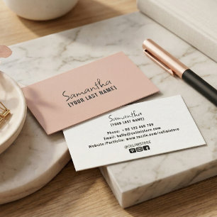 Feminine Minimalist Business Card   Rose Beige