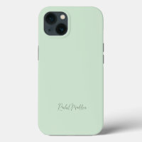 Feminine Minimalist Mint Green Script Custom Name