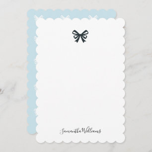 Feminine Modern Girly Ribbon Bow Black Blue Chic Card