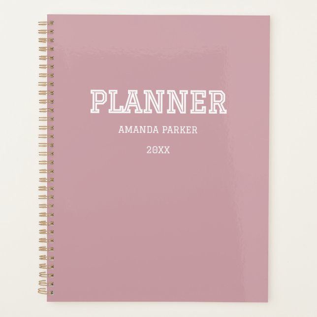 Feminine Modern Preppy Personalised Blush Pink Planner (Front)