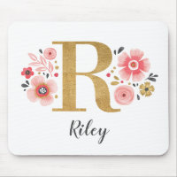 Feminine Monogram Initial Pink Gold Letter R