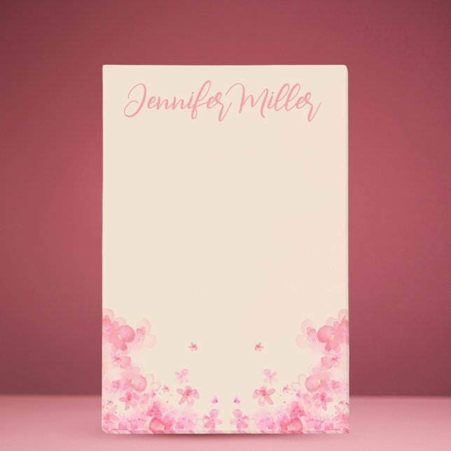 Feminine named watercolor Sakura japanese flowers Post-it Notes (Pink rose Sakura Japanese flowers - Calligraphy name writing )