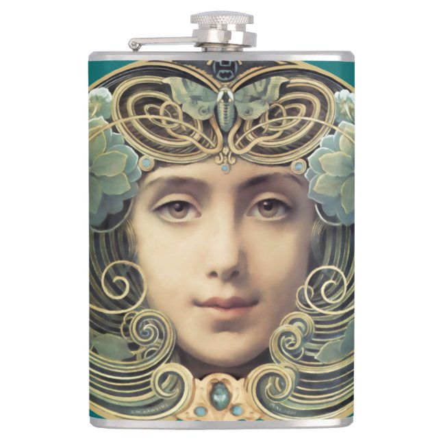 Feminine Nouveau Vintage Beauty Hip Flask (Front)