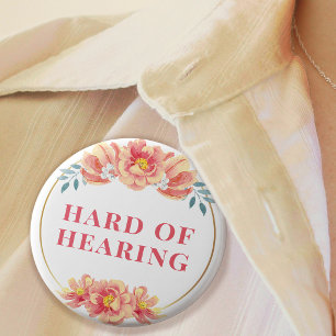 Feminine Orange Rose Floral Hard of Hearing 6 Cm Round Badge