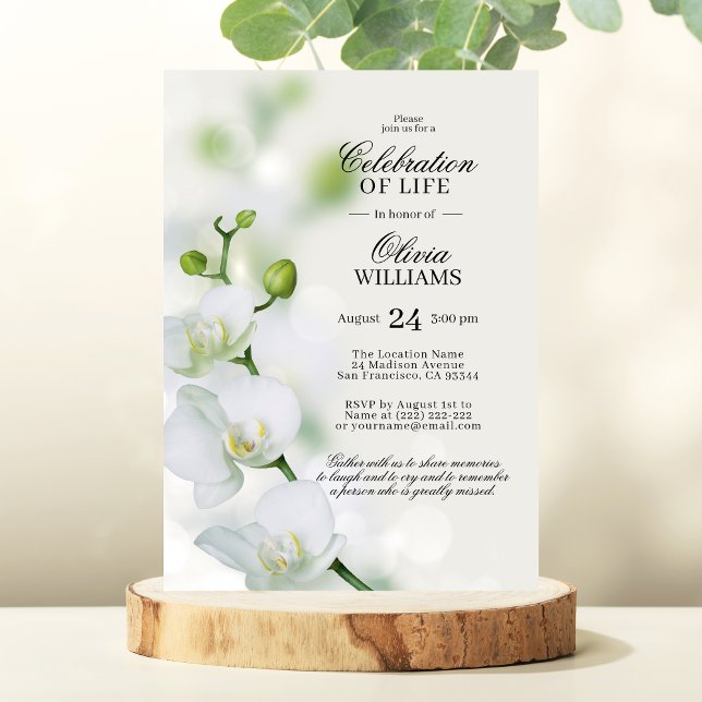 Feminine Orchid White Celebration of Life | PHOTO Invitation (Creator Uploaded)