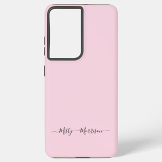Feminine Pastel Pink with Script Custom Name Samsung Galaxy Case