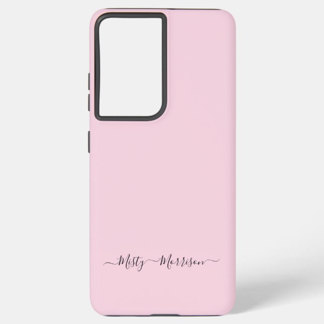 Feminine Pastel Pink with Script Custom Name Samsung Galaxy S21 Ultra Case (Back)