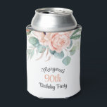 Feminine Pastel Watercolor Floral 90th Birthday Can Cooler<br><div class="desc">A beautifully feminine 90th birthday party can cooler to celebrate this special milestone birthday, this design features a lovely bouquet of watercolor poppies, roses, eucalyptus and trailing greenery in pastel beige, pink, green and blue-green. All of the text on this item can be edited, so you can change the birthday...</div>
