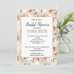 Feminine Peach Red White Floral Invitation