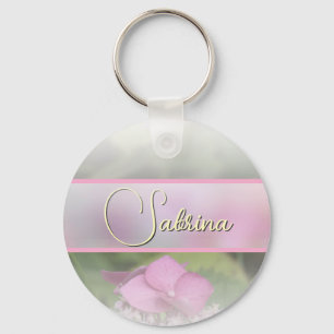 feminine personalized name Joie Fleur rose vert Key Ring