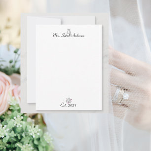 Feminine Pink Aesthetic Floral Monogram Card