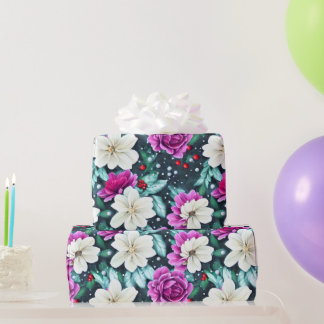 Feminine Pink and Cream Flowers Wrapping Paper