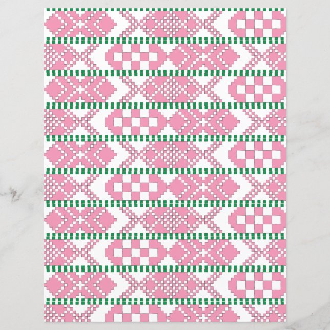 Feminine Pink and white Latvian tribal folk art (Front)