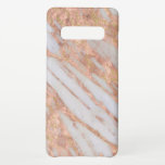 Feminine Pink and White Striated Marble Pattern Samsung Galaxy Case<br><div class="desc">Beautifully feminine,  this unique design features an abstract marble pattern in striated bands of pink and white with subtle gold sparkles. You can add a name or monogram if you wish to personalise this case.</div>