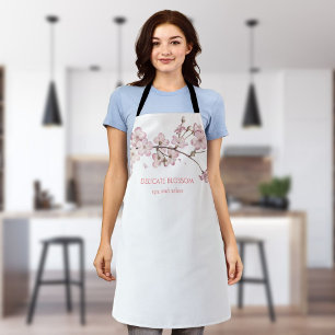 Feminine Pink Blossom Floral Shop Salon Apron