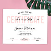 Feminine Pink Certificate Award Downloadable