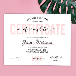 Feminine Pink Certificate Award Downloadable Poster