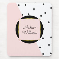 Feminine Pink Colour Block Polka Dots with Name