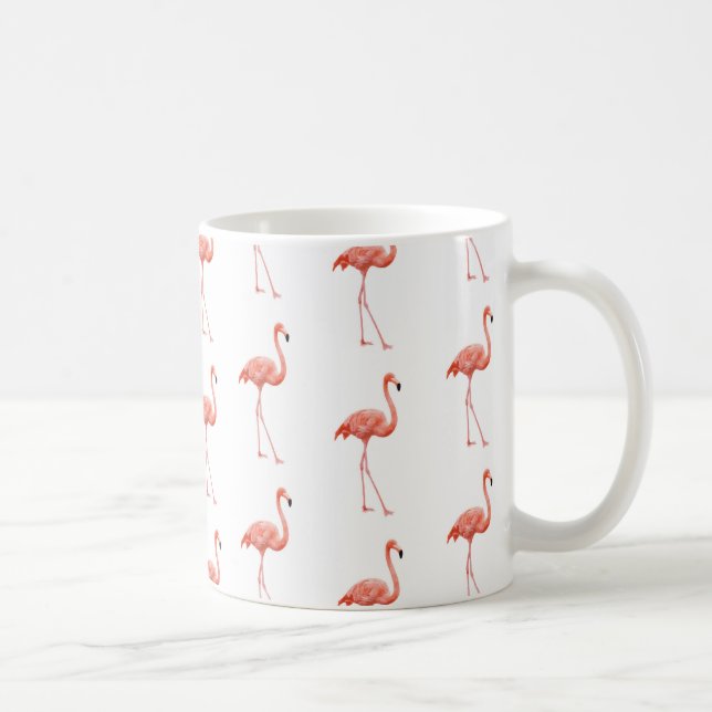 Feminine Pink Flamingo Pattern Coffee Mug (Right)