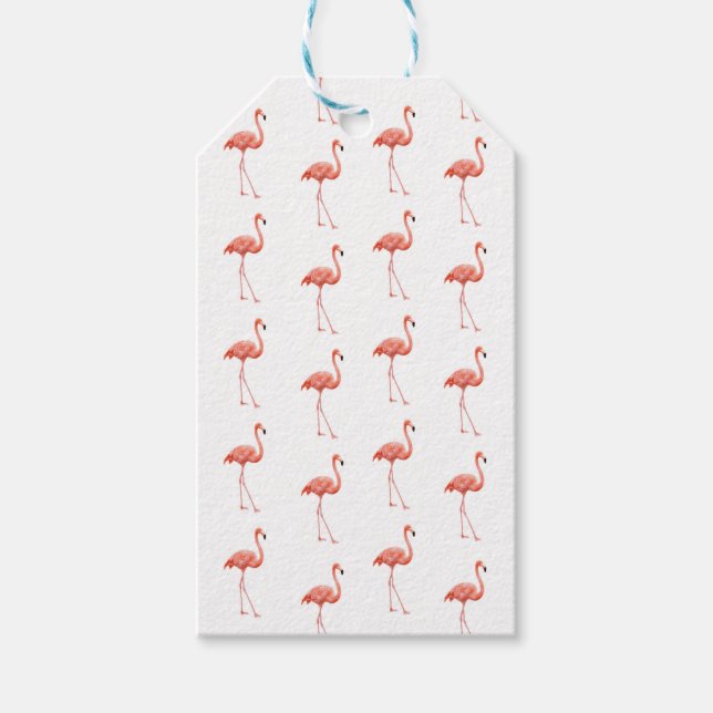 Feminine Pink Flamingo Pattern Gift Tags (Front)