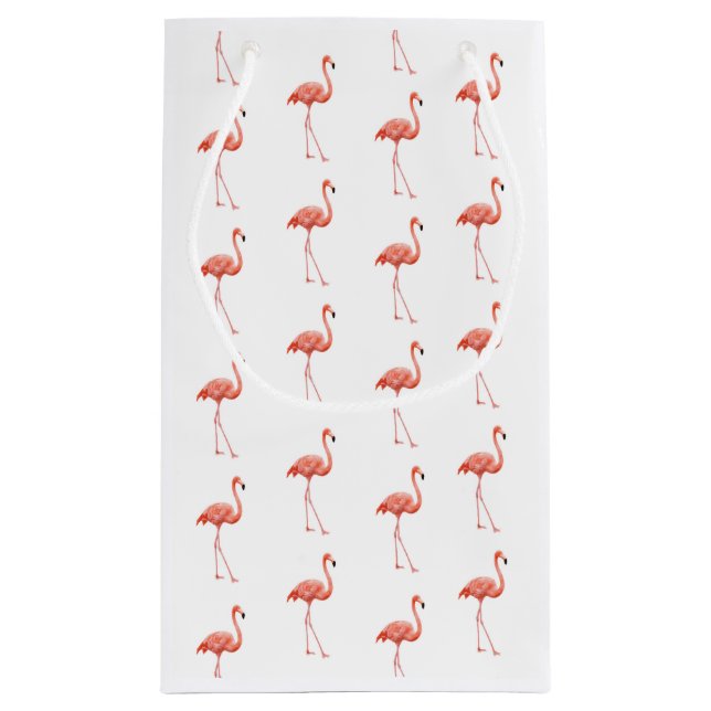 Feminine Pink Flamingo Pattern Small Gift Bag (Back)