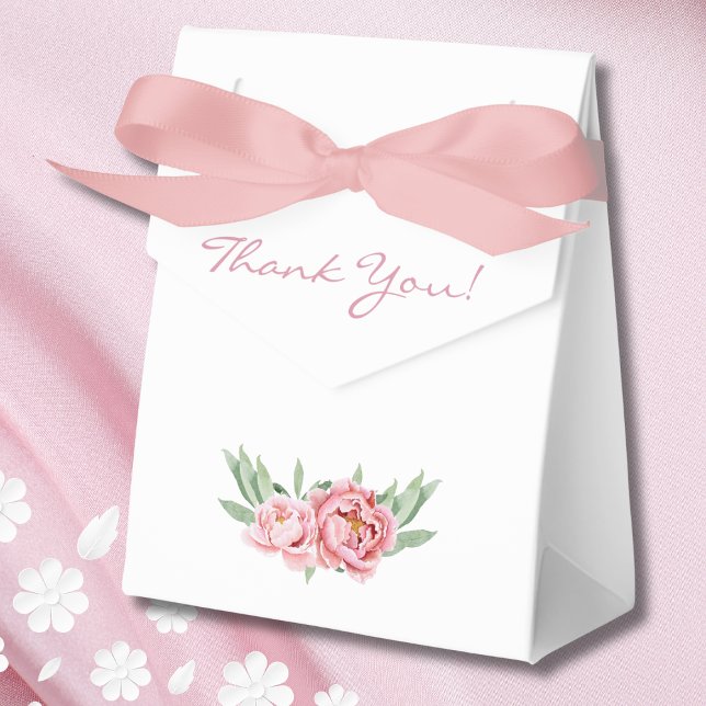 Feminine Pink Floral Peony Bridal Shower Favour Box (Creator Uploaded)