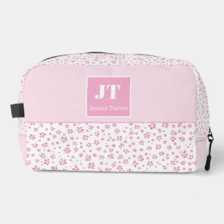 Feminine Pink Floral Personalized Name Initial Bag
