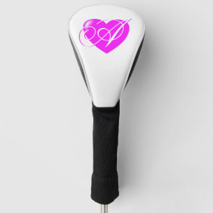 Feminine Pink Heart Custom Monogram Golf Head Cover