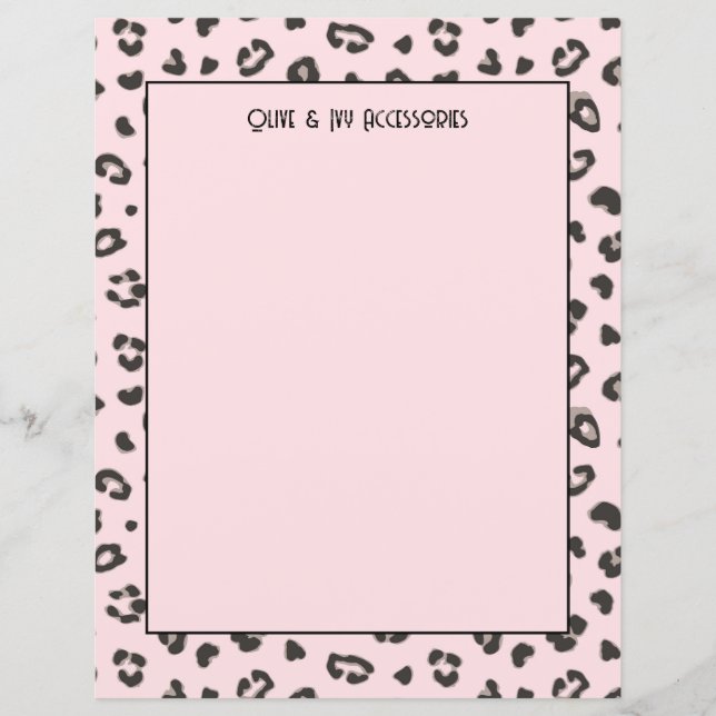 Feminine Pink Leopard Print Paper Sheet (Front)
