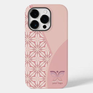 Feminine Pink Logo or QR Code Geometric Pattern Case-Mate iPhone 14 Pro Case