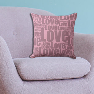 Feminine Pink Love Typography Pattern Cushion