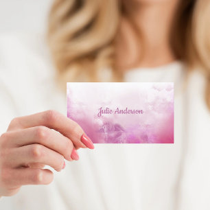 Feminine Pink marble floating ink Business Card