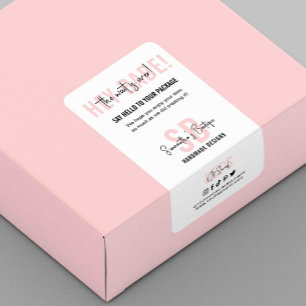 Feminine Pink Monogram Business Thank You Box Seal