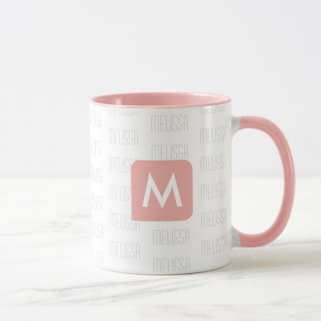 Feminine Pink Monogram Mug for Her (Right)