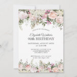 Feminine Pink Roses Floral 90th Birthday Party Invitation<br><div class="desc">A beautifully feminine party invitation to celebrate a 90th birthday in elegant style, this irresistible floral design is bordered in charming pink roses, mixed flowers and trailing greenery All of the text may be personalised for your party, including the guest of honour's age. This invitation is available as a printed...</div>