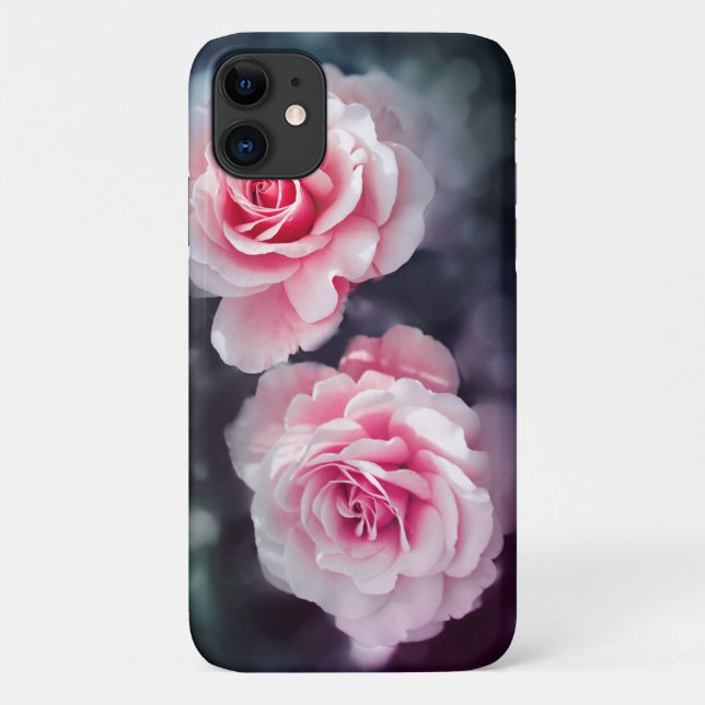 Feminine Pink Roses Floral Photo Case-Mate iPhone Case (Back)