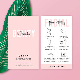 Feminine Pink Salon Facial Aftercare Instructions Business Card