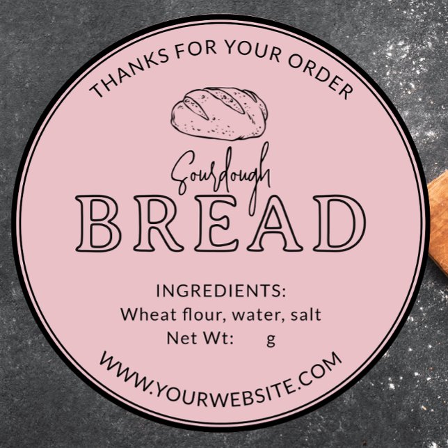 Feminine Pink Sourdough Bread Thank You Sticker (Creator Uploaded)