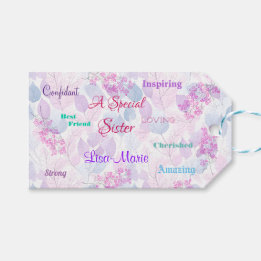 Feminine Pink Special Sister Thoughtful Heartfelt Gift Tags