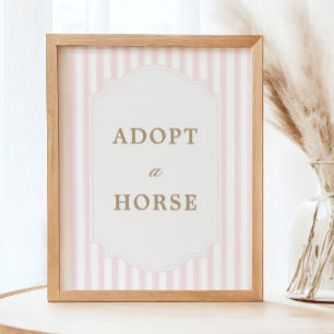 Feminine Pink Stripe Adopt a Horse Sign