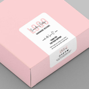 Feminine Pink Thank You For Order Logo Box Seal