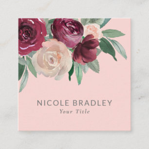 Feminine Pink Watercolor Floral Business Card