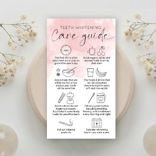 Feminine Pink Watercolor Teeth Whitening Aftercare Business Card